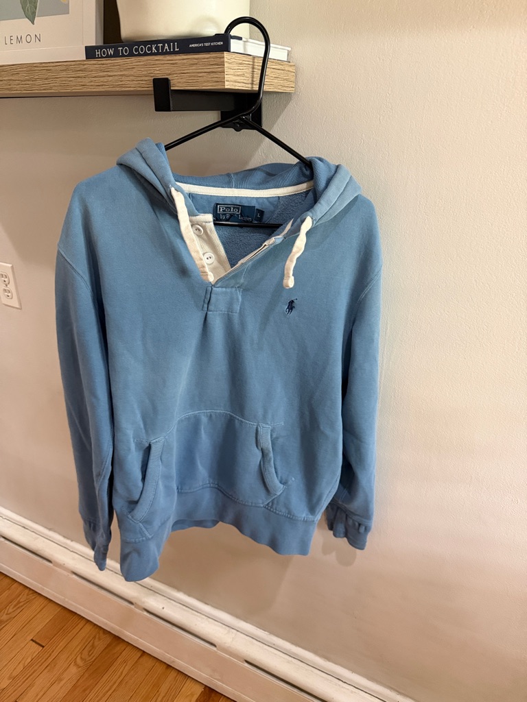Polo By Ralph Lauren Light Blue Hooded Pullover Sweatshirt